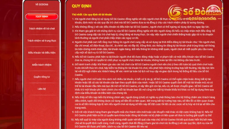 Các quy định chung của điều khoản điều kiện SODO